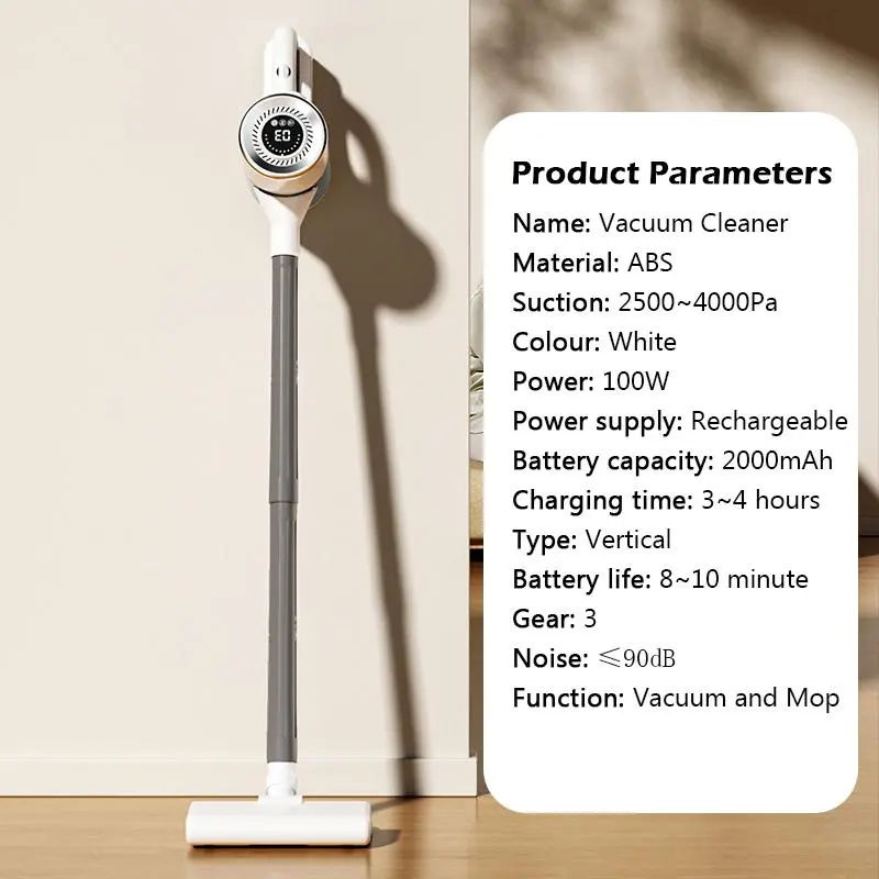 Cordless Vacuum Cleaner, Stick Vacuum with LCD Display, Lightweight Handheld Vacuum for Pet Hair, Floor, Carpet, Rechargeable Vacuum Cleaner for Home, Home Essentials 4