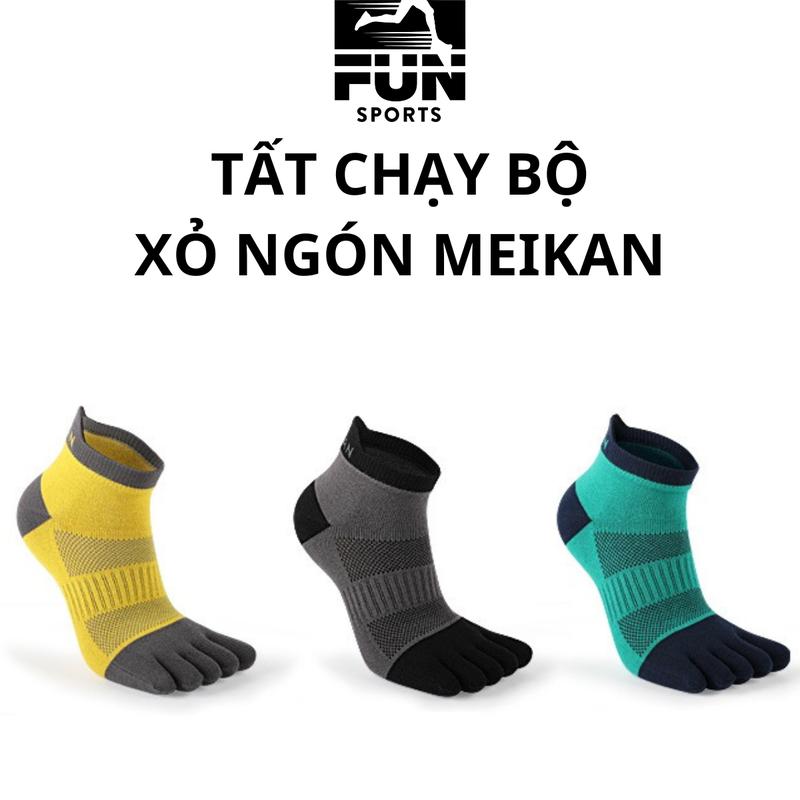 Tất Chạy Bộ Xỏ Ngón MEIKAN Màu Xanh Vàng Đen Nam Nữ Chạy Bộ, Cotton, Chống Trơn Trượt t at