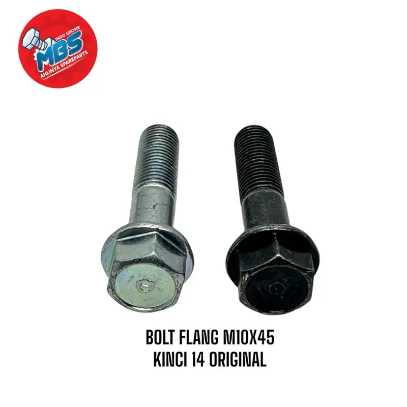 BOLT FLANGE M10X45 BAUT 14 PANJANG 4,5cm ORI BAUD BAJA UNIVERSAL STANG KNALPOT SASIS SHOKBLEKER DEPAN DLL COD