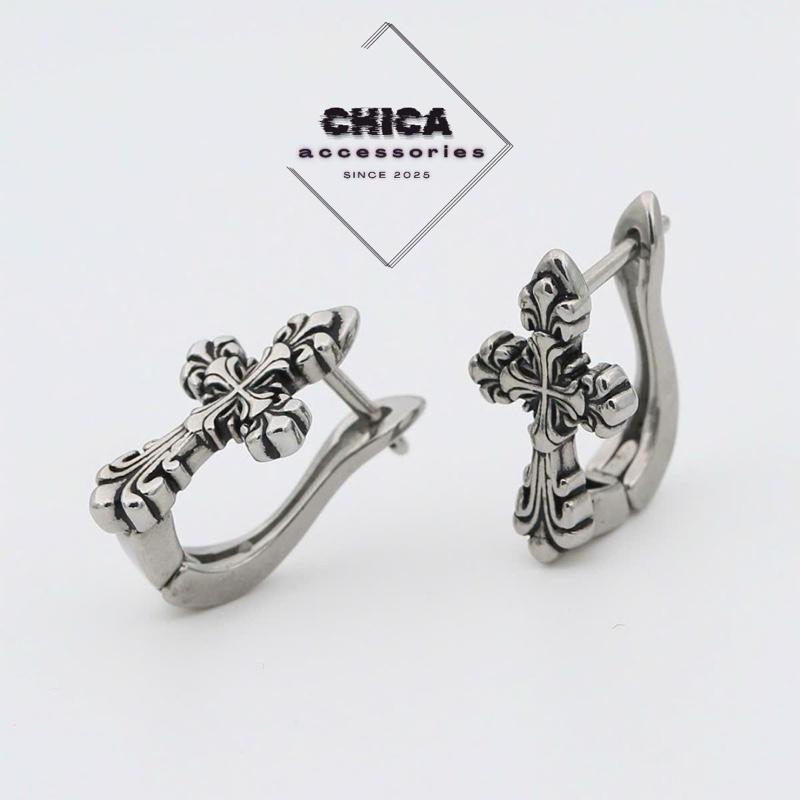 Khuyên tai Chrome Heart Titan Mạ Bạc 1 chiếc Không Gỉ thiết kế unisex phù hợp cả nam và nữ mã k13- Khuyên tai Chica accessories