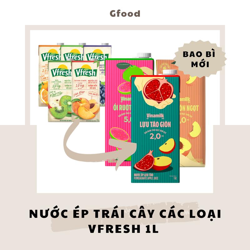 [BAO BÌ MỚI] Vinamilk Vfresh Nước Ép Trái Cây 1L (Táo, Cam, Đào, Nho, Lựu Táo, Kiwi Táo, Cam Necta, Ổi)