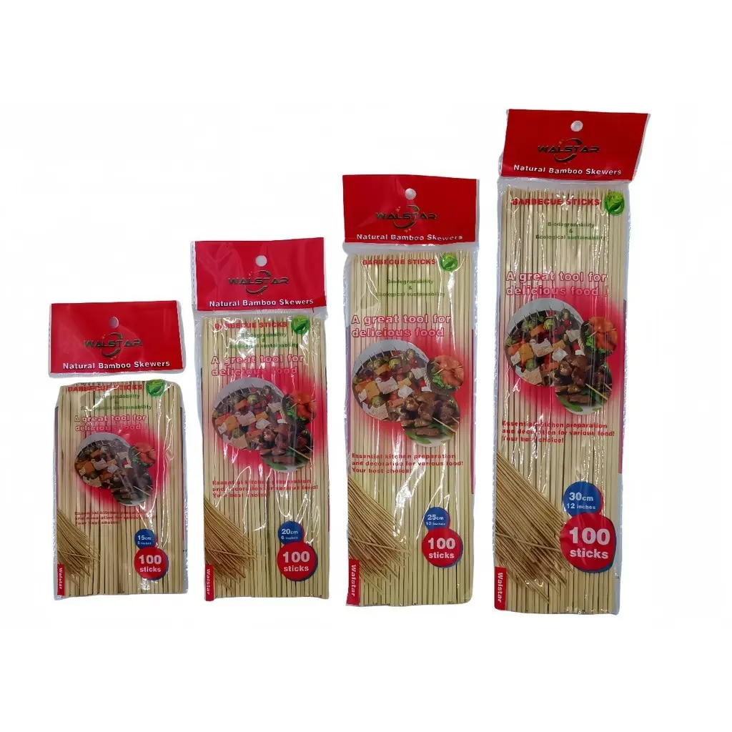 Walstar 100pc/pack Natural Bamboo Skewers Barbecue Sticks Disposable Wood Sticks Barbecue Food BBQ