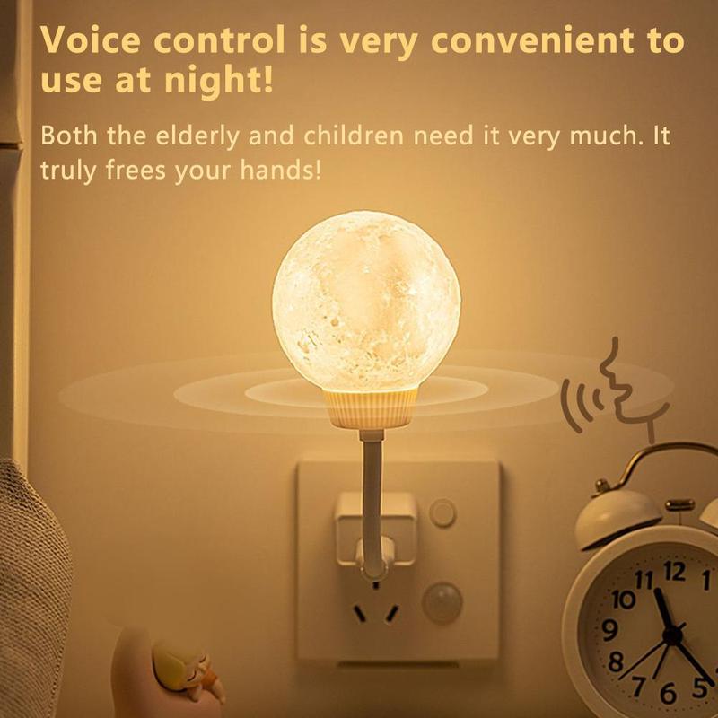 Smart Voice Control Night Light, USB Powered 3-level Brightness Moon Night Lamp, Novelty Lighting for Home Bedroom Living Room Decor 4