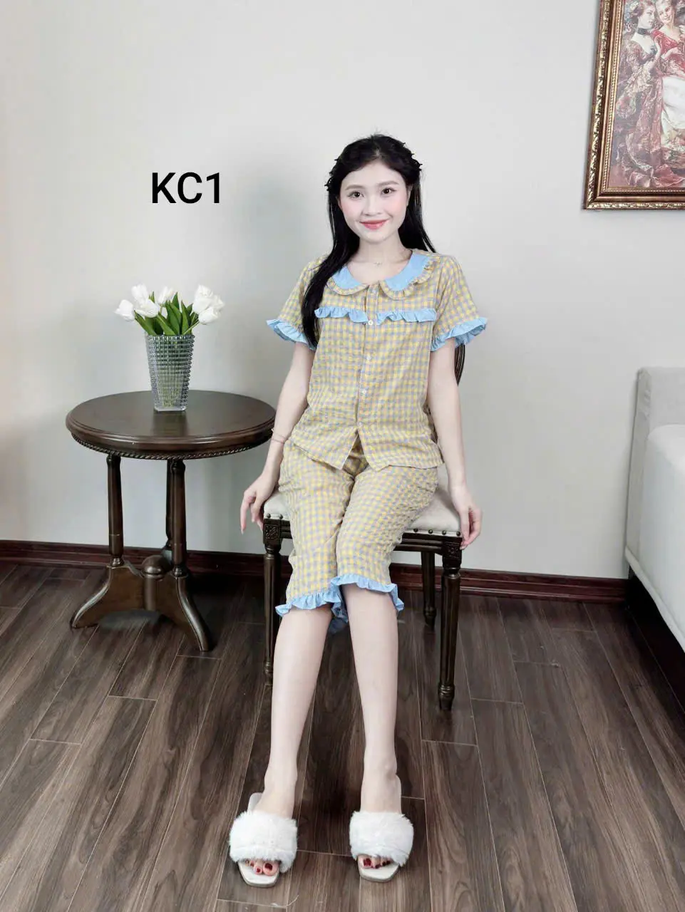Đồ Bộ Mặc Nhà, Quần Áo Cổ Tròn 2 Lớp Đẹp Lướt