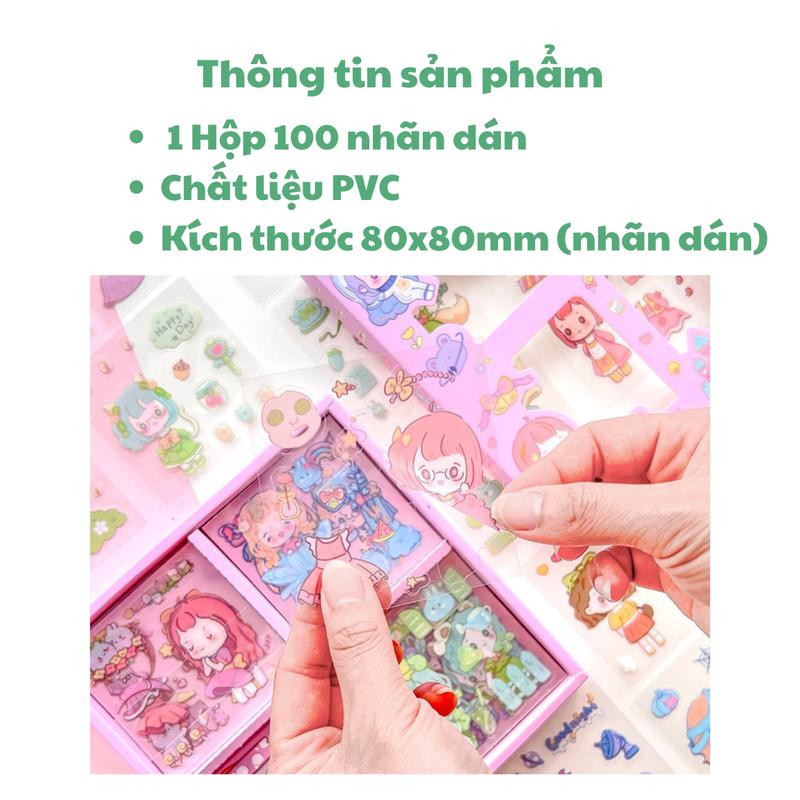 Hộp 100 Sticker Chủ Đề SANRIO cắt sẵn sticker color palette phụ kiện trang trí BUKA 5