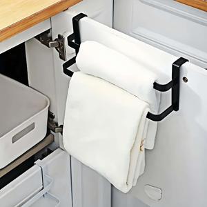 Punch-free Double Towel Rack, 1 Count Cabinet Door Towel Rack, Kitchen Towel Rack, Home Organizer for Bathroom Kitchen, Home Supplies