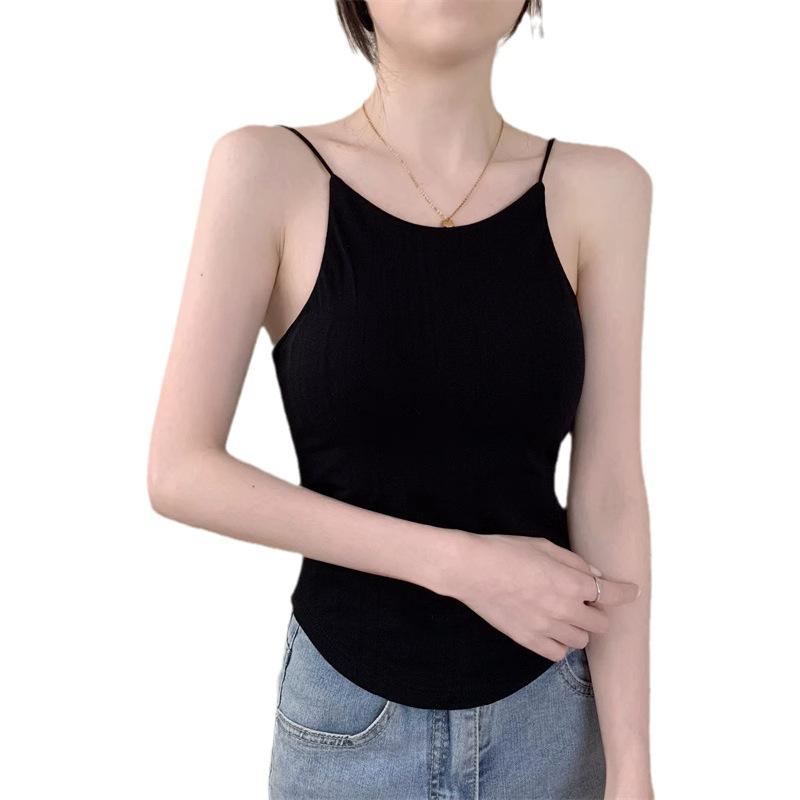Áo Hai Dây, Phong Cách Đường Phố BLESSY, với Miếng Đệm Không Thể Tháo Rời Áo Ba Lỗ Camisole, Thoải Mái, Được Làm Bằng Nylon Và Vải Thun, Thích Hợp Cho Đồ Mặc Nữ Cơ Bản, Sành Điệu 4