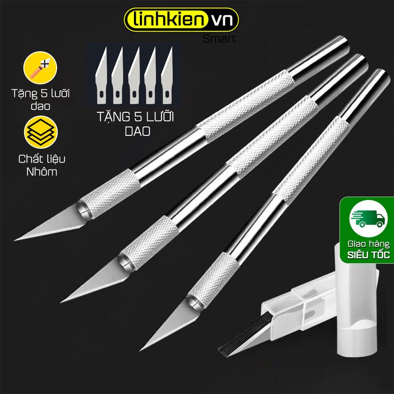 Bộ Dao khắc trạm trổ washi tape Dao khắc giấy Dao Cạo Vỏ Hạt Điều và gỗ mỏng tặng kèm 5 lưỡi dao tiện dụng