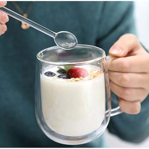 แก้วกาแฟ แก้วสองชั้น น้ำหนักเบา ทนร้อนเย็น จับไม่ร้อน สุดชิค ฮิต ตามร้านกาแฟ คาเฟ่ เกรดเอ แก้ว  ยักษ์