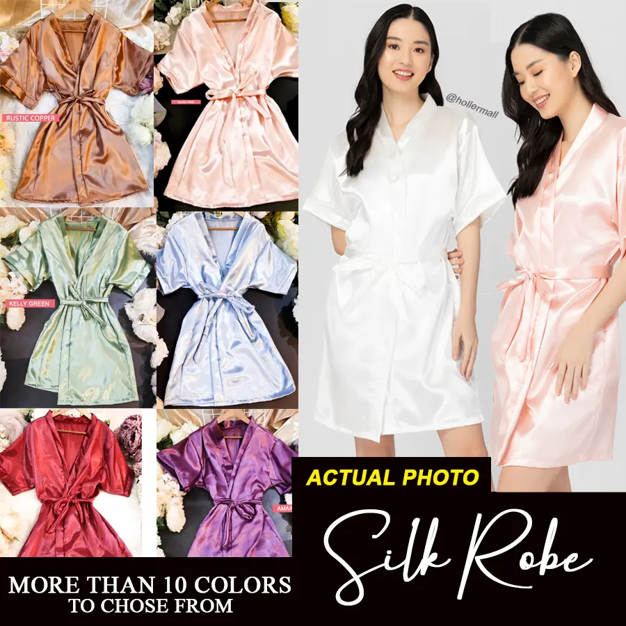 Silk Robe hollermall night robe wedding robe