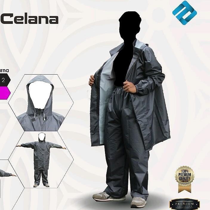 Jas hujan gamis celana / setelan celana bahan taslan balon daun talas import Korea brand Azzam Raincoat 2