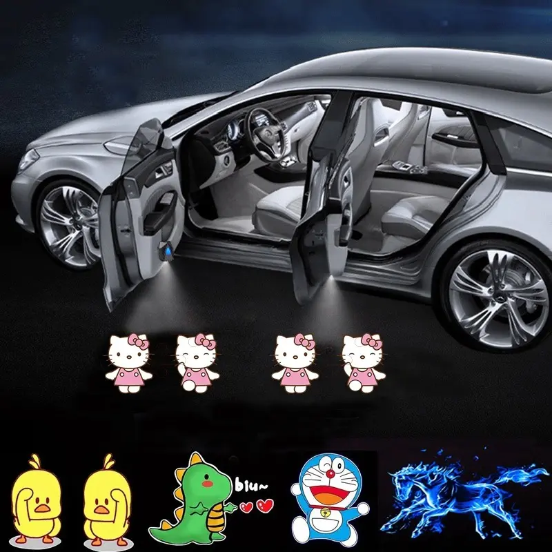 Đèn Chào Mừng Động, Đèn Nội Thất Ô Tô, Đèn Chiếu Hoạt Hình Thông Minh Hai Đầu, Cảm Ứng Mở Cửa, Thích Hợp Cho Các Dòng Xe Hơi 0