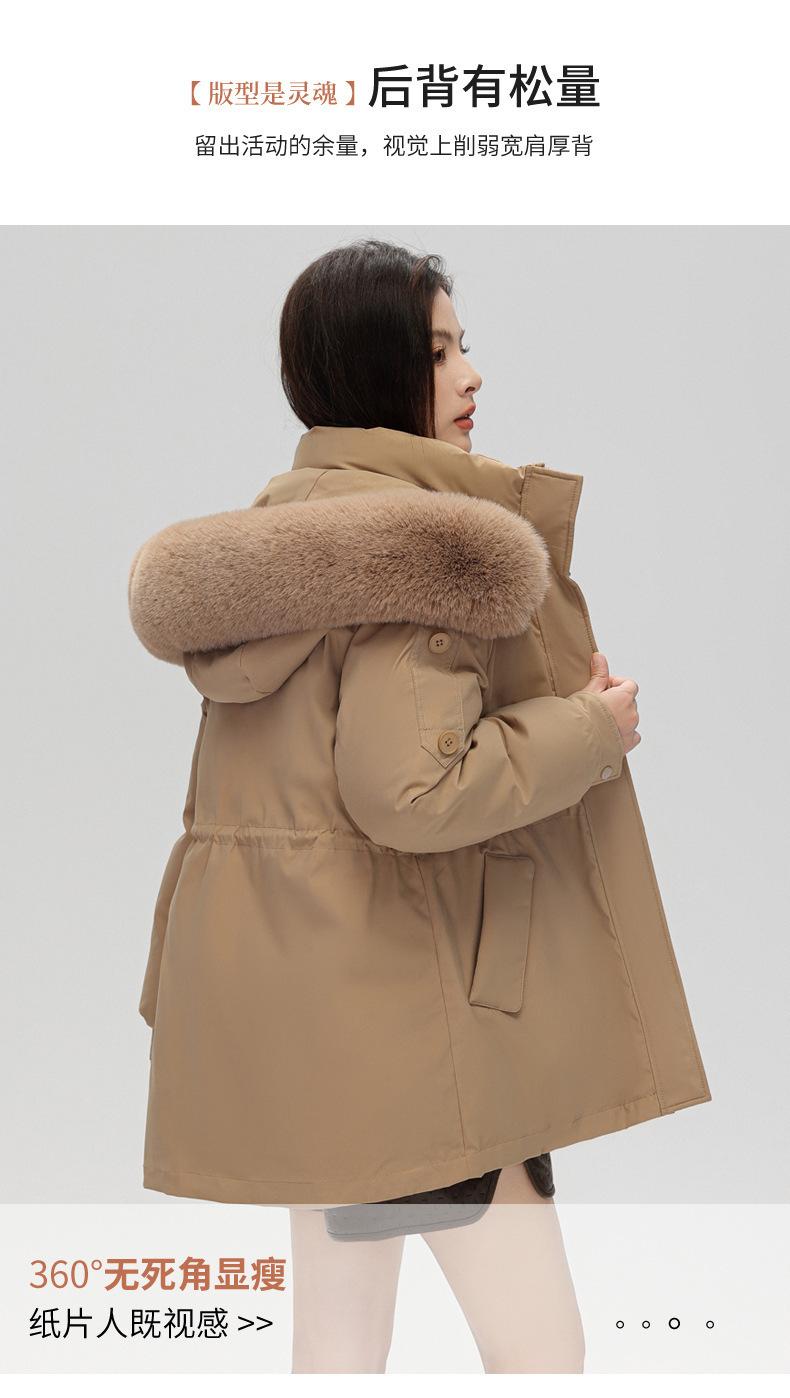 Product Introduction of Fashion Big Fur Collar down Cotton-Padded Jacket Women's Short 2023 New Winter Clothes Small Workwear Thickened Parka Cotton-Padded Jacket 11