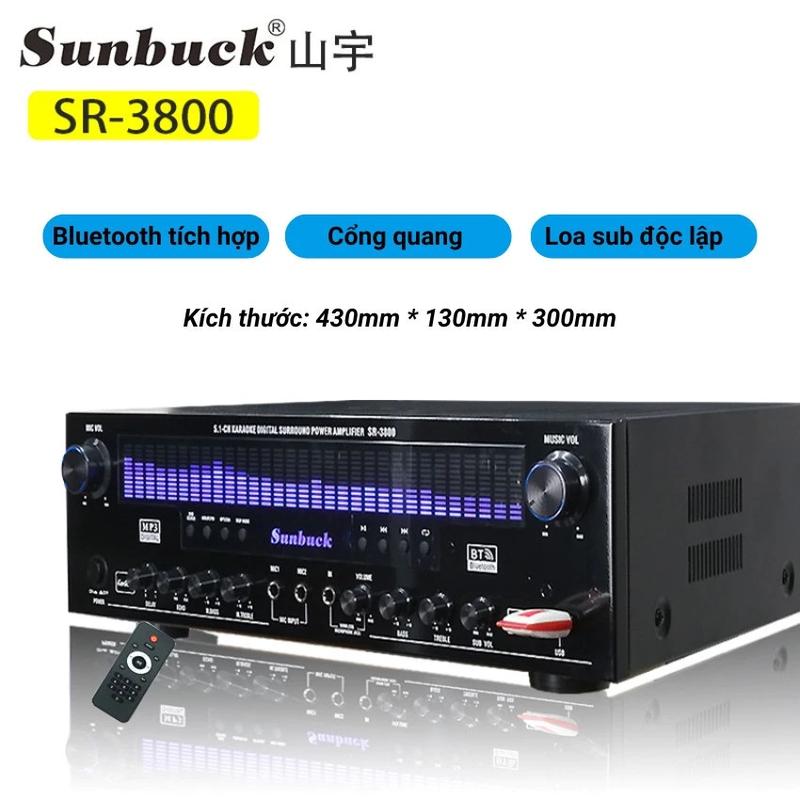 Amply karaoke Sunbuck SR 3800. Amply Bluetooth 5.1 Amply Karaoke Bluetooth Gia Đình, Amply 5.1 Công Suất Đỉnh 1000W