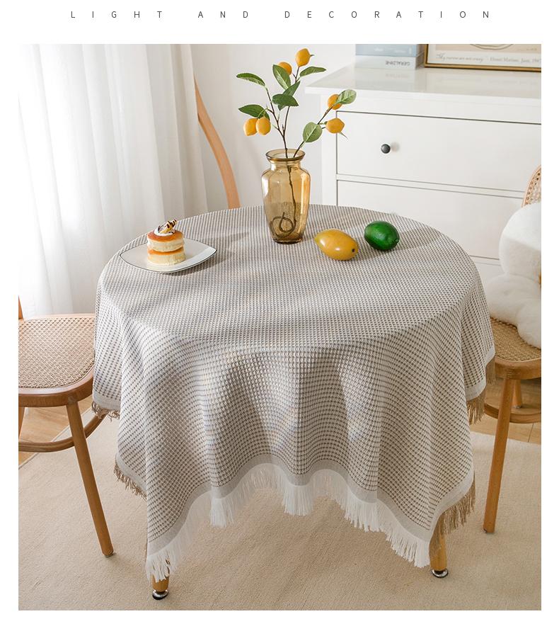 Product Introduction of INS style tablecloth concise solid color waffle cotton linen tablecloth tablecloth 4 colors interior decoration tablecloth cotton fabric tablecloth table  cloth 25