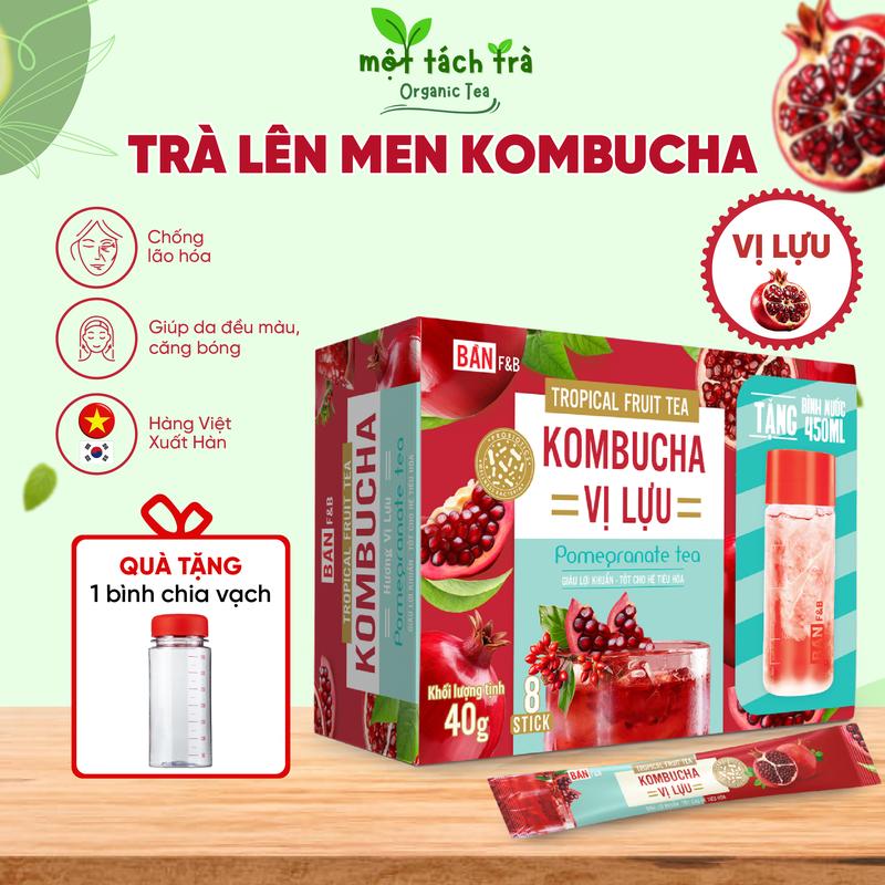 [BÁN CHẠY] Trà Kombucha Vị Lựu Dạng Gói Hòa Tan Tiện Lợi Chua Nhẹ Ngọt Dịu Dễ Uống Kombucha Bản F&B Tặng Bình Chia Vạch
