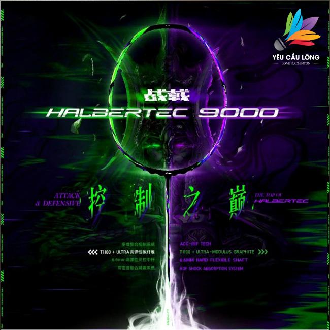 Vợt Cầu Lông Halbertec 9000 Full Carbon - (Căng Sẵn 11kg - Max 13,5kg/ Tặng Kèm 1 Quấn Cán/ 1 Dây 65ti/ 1 Móc Khóa) Sport Cán Vợt Thể Dục Thể Thao