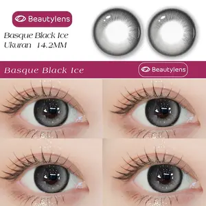 Beautylens Softlens Natural lens Basque Black Ice Contact lenses gradasi 14.2MM lensa minus (0~-8.00）6 months Eye Soflens