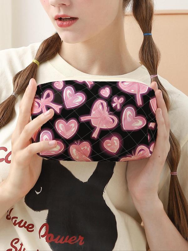 Heart Pattern Makeup Bag, Portable Zipper Makeup Storage Bag, Lightweight Travel Bag, Suitable for Business Trips, Travel, Valentine's Day Gifts 5