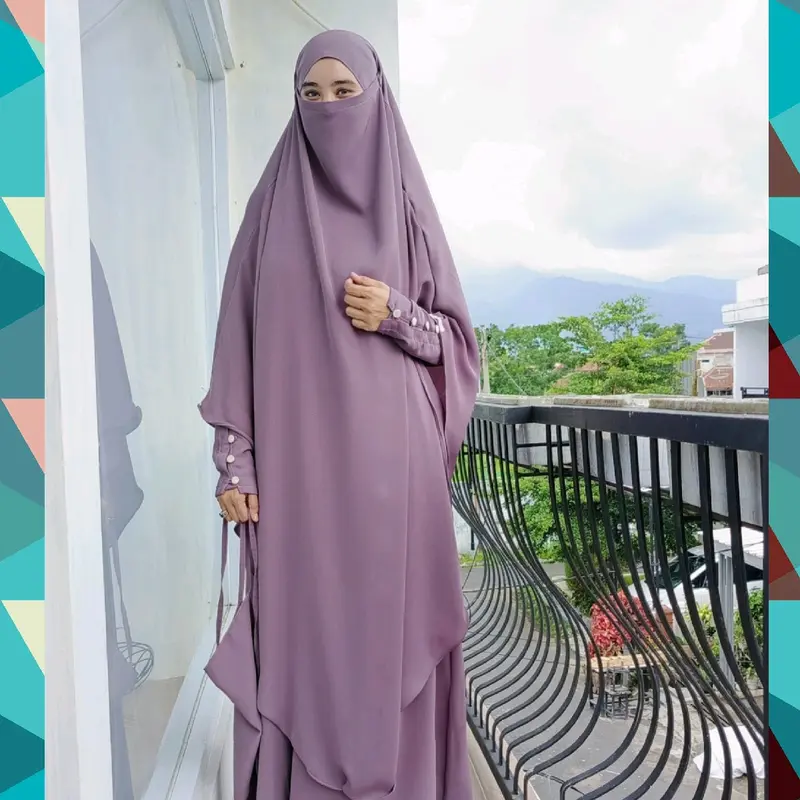 French Khimar Veloxa Jumbo Panjang Jilbab Kerudung Cadar Syari Instant Hijab Aja Wanita Muslim Bergo 4