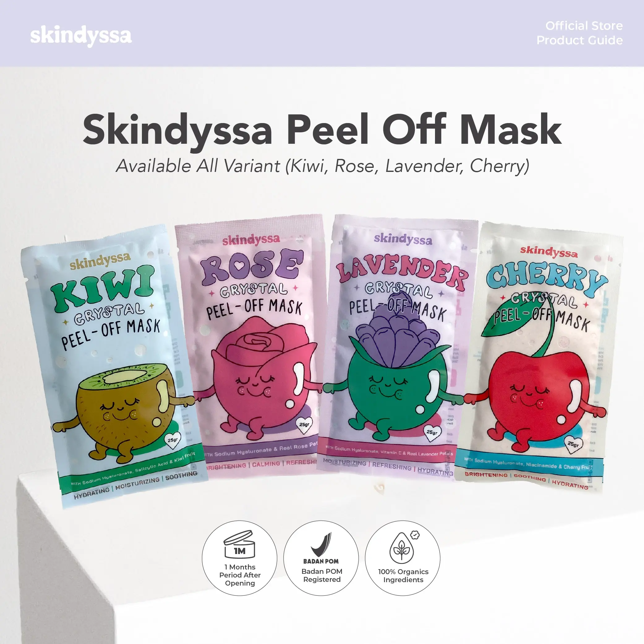 SKINDYSSA PEEL OFF MASK SERIES | Crystal Peel Off Mask Ala Klinik Kecantikan | Melembabkan, Mencerahkan