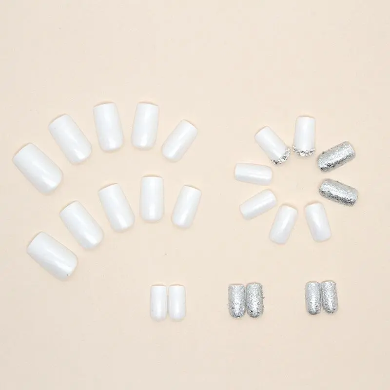 Glitter Press on Fake Nail for Women & Girls Nail Art, 24pcs/set Rhinestone Decor Fashion Press on Nails & 1 Sheet Tape & 1pc Nail File, Elegant Stick on Nails Kit for Women's Gift 4