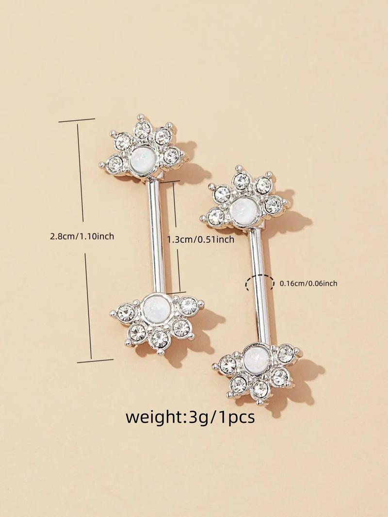 Product Introduction of Women's Elegant Rhinestone Decorated Nipples Ring (1 Pair), Fashion Jewelry for Party, Daily Clothing Decor, Trendy All-match & Exquisite Jewelry for Birthday Gift 1