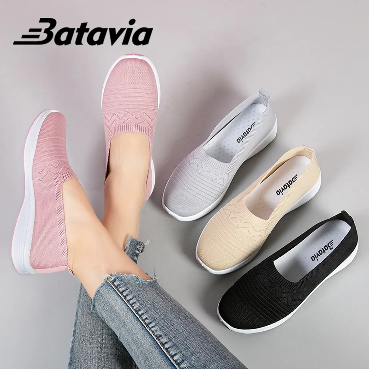 [Produk Lokal] Sepatu Rajut Wanita Sneakers A173 Kerja Shoes Casual