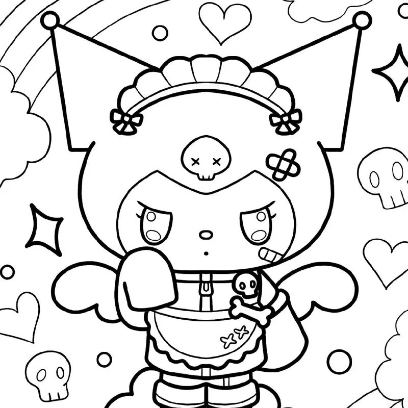 Tranh tô màu KUROMI siêu cute cho bạn thỏa sức sáng tạo Toy Đồ Chơi 4