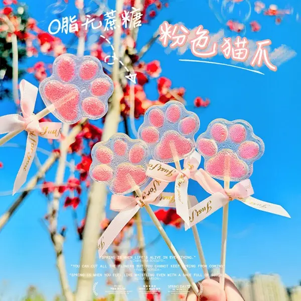 Creative Cute Shape Pink Lollipop Cat's Paw Shape Candy Snack Candy Wholesale