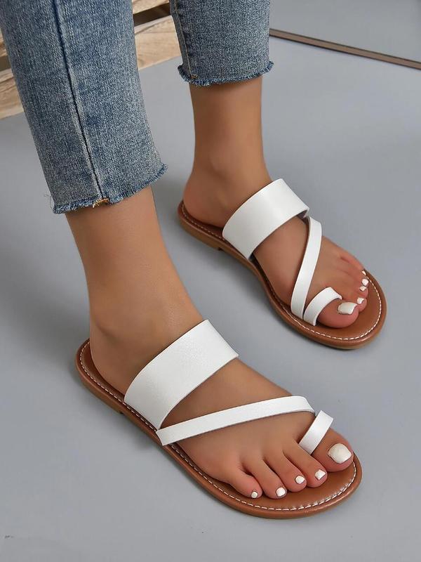 Women's Fashionable Plain Color Flat Sandals, 1 Pair Toe Thong Flat Slippers, Casual Versatile Summer Sandals, Trendy All-match Sandals for Beach Vacation 2