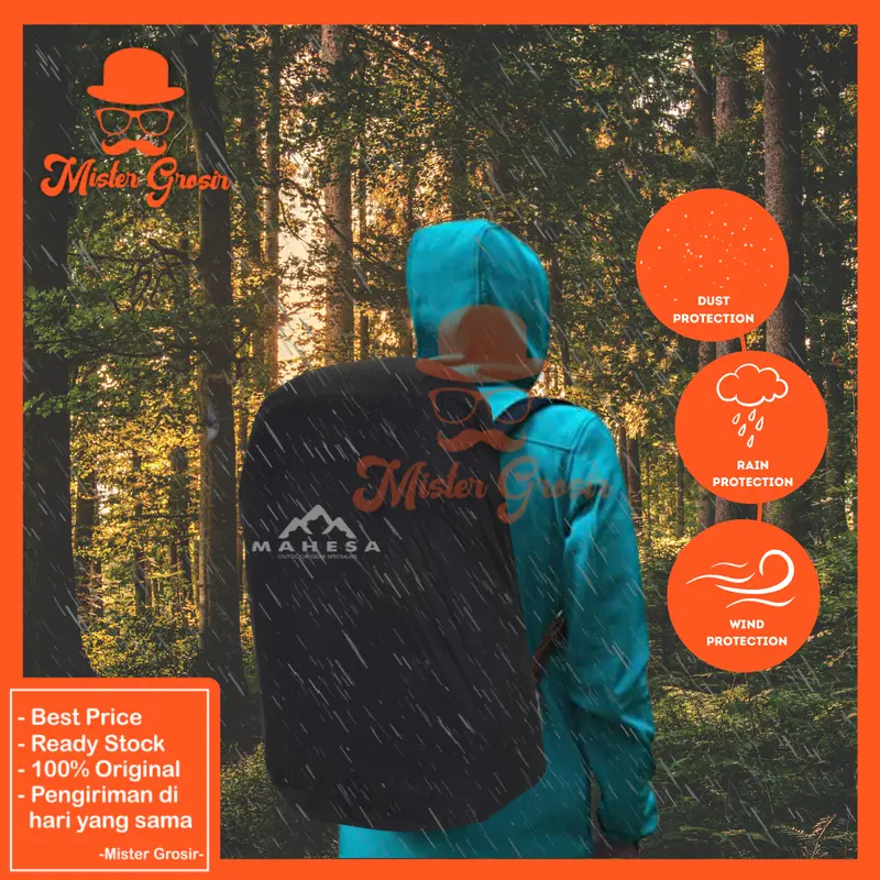 Sarung Daypack Tas Hujan Rain Cover Bag Pack  65L - 75L Waterproof Pelindung Ransel Carrier Keril Caril Ceril Camping Pendaki Gunung Outdoor Hiking 6