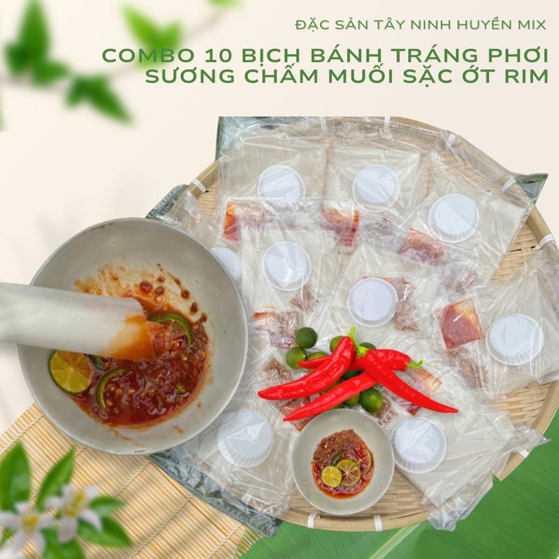 C10 Combo 10 bịch bánh tráng phơi sương chấm muối sặc ớt rim Tây Ninh