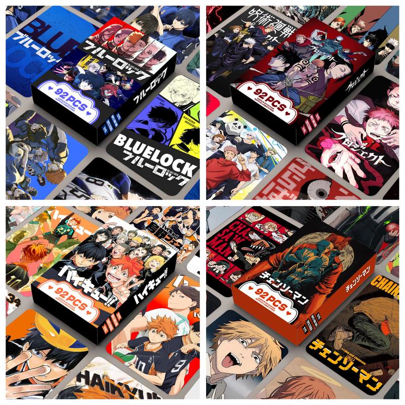   COMBO92 card+ sticker  Hộp 60 thẻ ảnh 2 mặt lomo card + 32 sticker random anime: Blue Lock Jujutsu Kaisen,Kimetsu Haikyu Chainsaw man SpyxFamily One Piece Oshi no ko Genshin Impact Tokyo revengers Dragon ball Attack on titan,MHA... 
