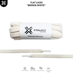 TALI SEPATU BROKEN WHITE (FLAT LACES) | PREMIUM SHOELACES