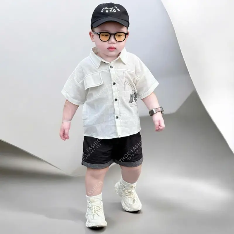 Áo Sơ mi kết hợp  Quần jean phối Cực Xịn sò cho bé trai cực yêu | Size 9-27kg | SunnyKids 1