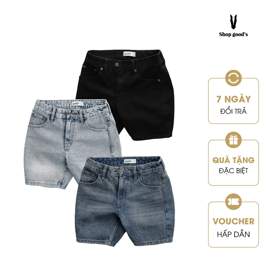 Quần Short Jean Shopgood's Quần Đùi Trên Gối Chất Jean Dày Dặn Có Túi - Menswear - 4JL553