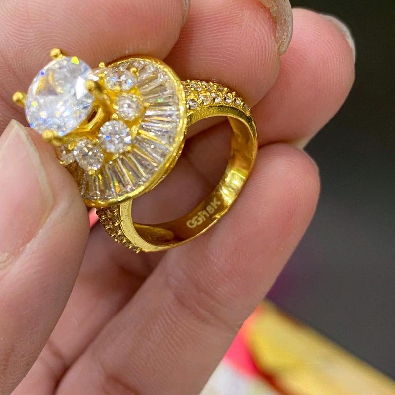 Nhẫn nữ hoàng tròn hột cao màu vàng 610 ( đồng vàng  ) 6