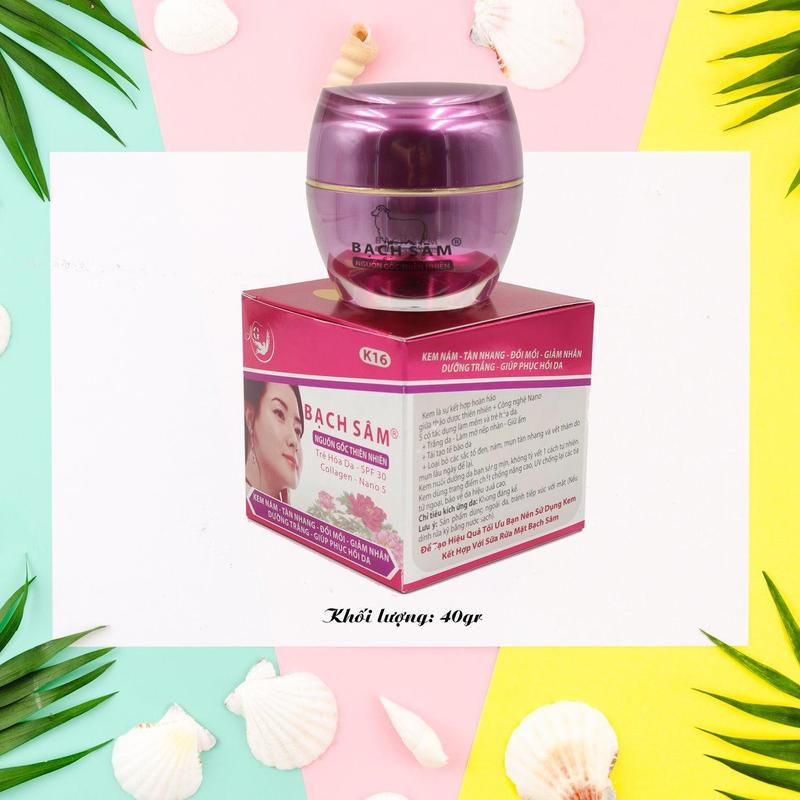 Kem Nám, Tàn nhang, Đồi mồi, Dưỡng trắng, Phục hồi da K16 BẠCH SÂM - 40g