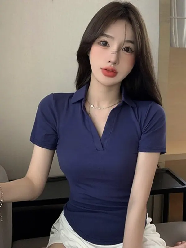Áo Thun Babytee Nữ Cổ Polo CHIDORI Ôm Body Cotton Co Giãn Thoáng Mát - Size S (1m50-1m62) (40-53kg) (V1: 70-85) Women - Top 6