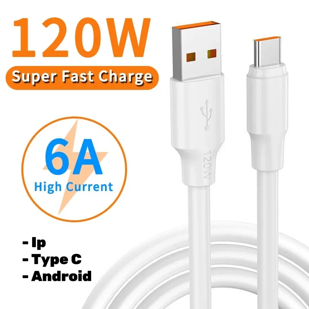 Cáp Sạc Nhanh, 120W 6A, Sạc Siêu Lấp Lánh, Tương Thích Với Type C, Ip, Android Và Micro, USB Dữ Liệu, 25CM, 30CM, 0.9M, 1M, 1.4M, 1.5M, 1.9M Và 2M, Cáp Điện Thoại
