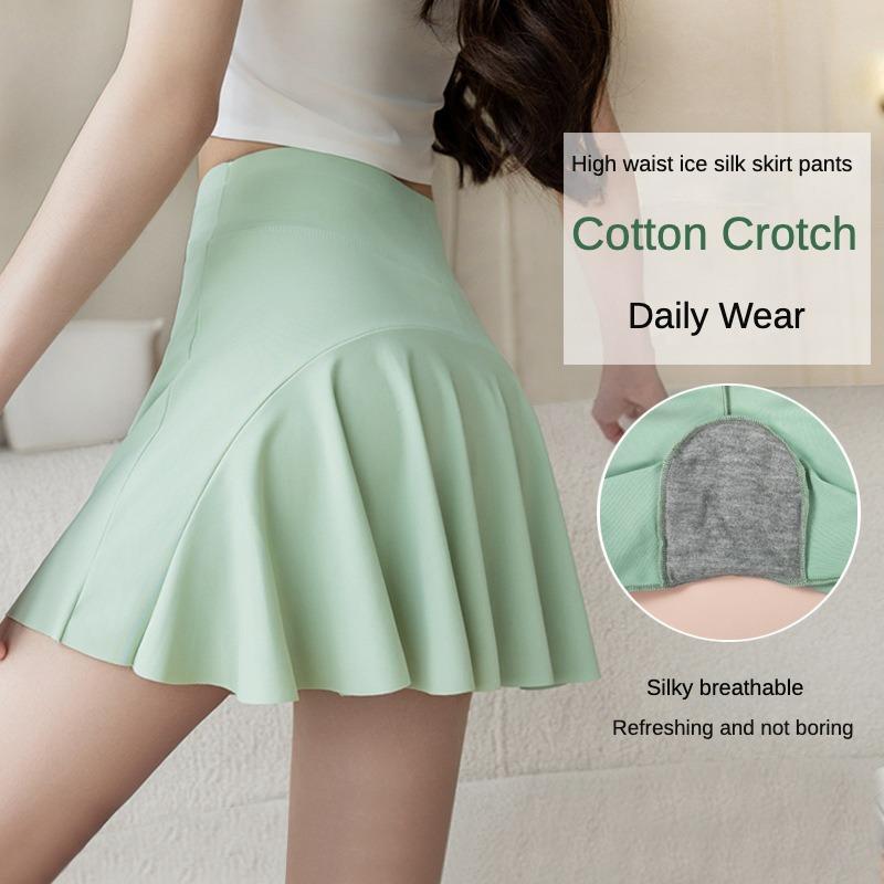 Chân Váy Tập Yoga Ngoại Cỡ Dành Cho Nữ, Cạp Cao, Chất Liệu Lụa Lạnh Mùa Hè, Thích Hợp Cho Thể Thao, Tập Luyện, Thể Dục, Đi Bộ Đường Dài, Pilates, Cầu Lông, Bóng Chuyền, Tennis, Đạp Xe