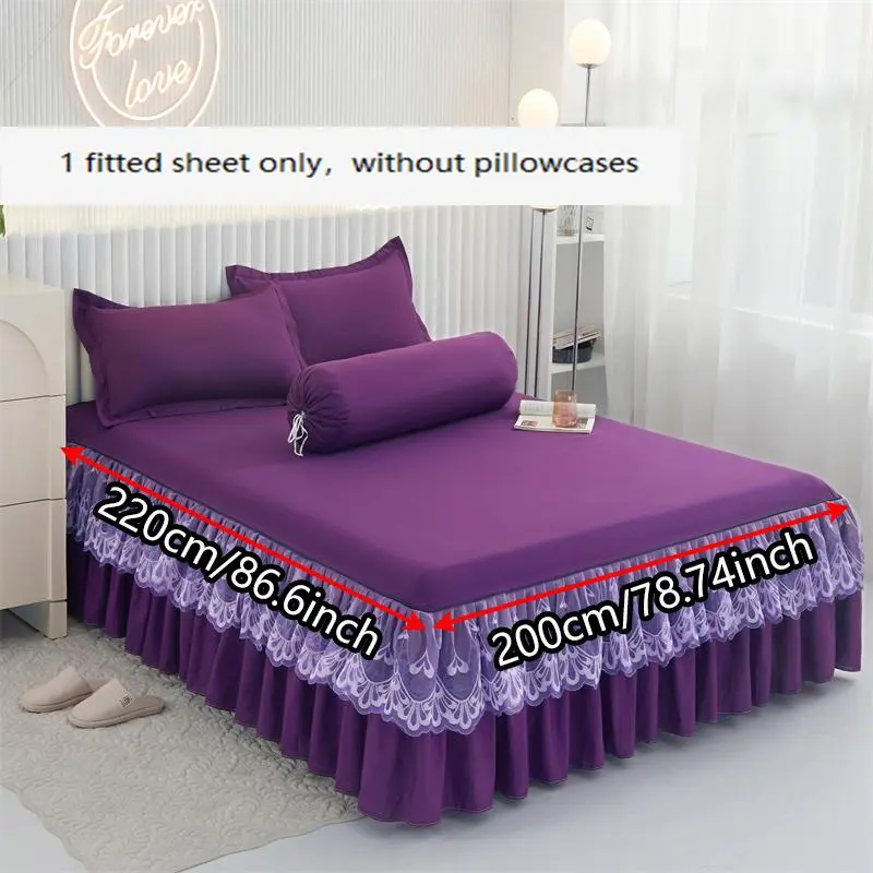 Solid Color Bed Skirt Without Pillowcase, Romantic Bed Skirt, Non-slip Bed Skirt for Bedroom & Guest Room, Bedding Supplies 8