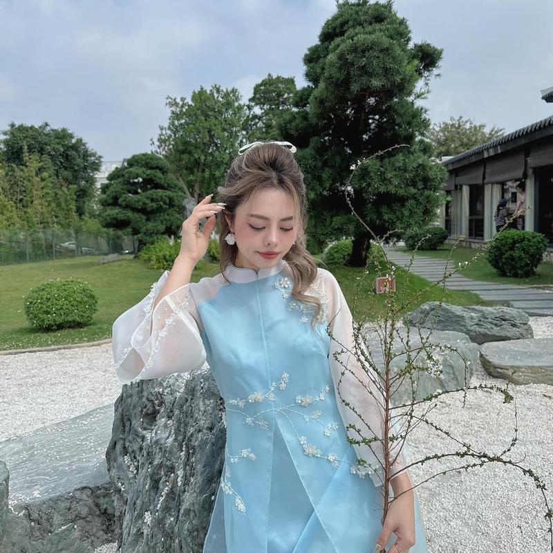 Áo dài cách Tân đính kết thiên kim 1
