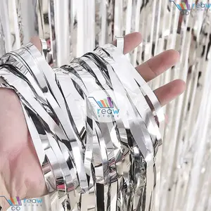 Tirai Rumbai Foil Silver Dekorasi Pesta Ulang Tahun Happy Birthday