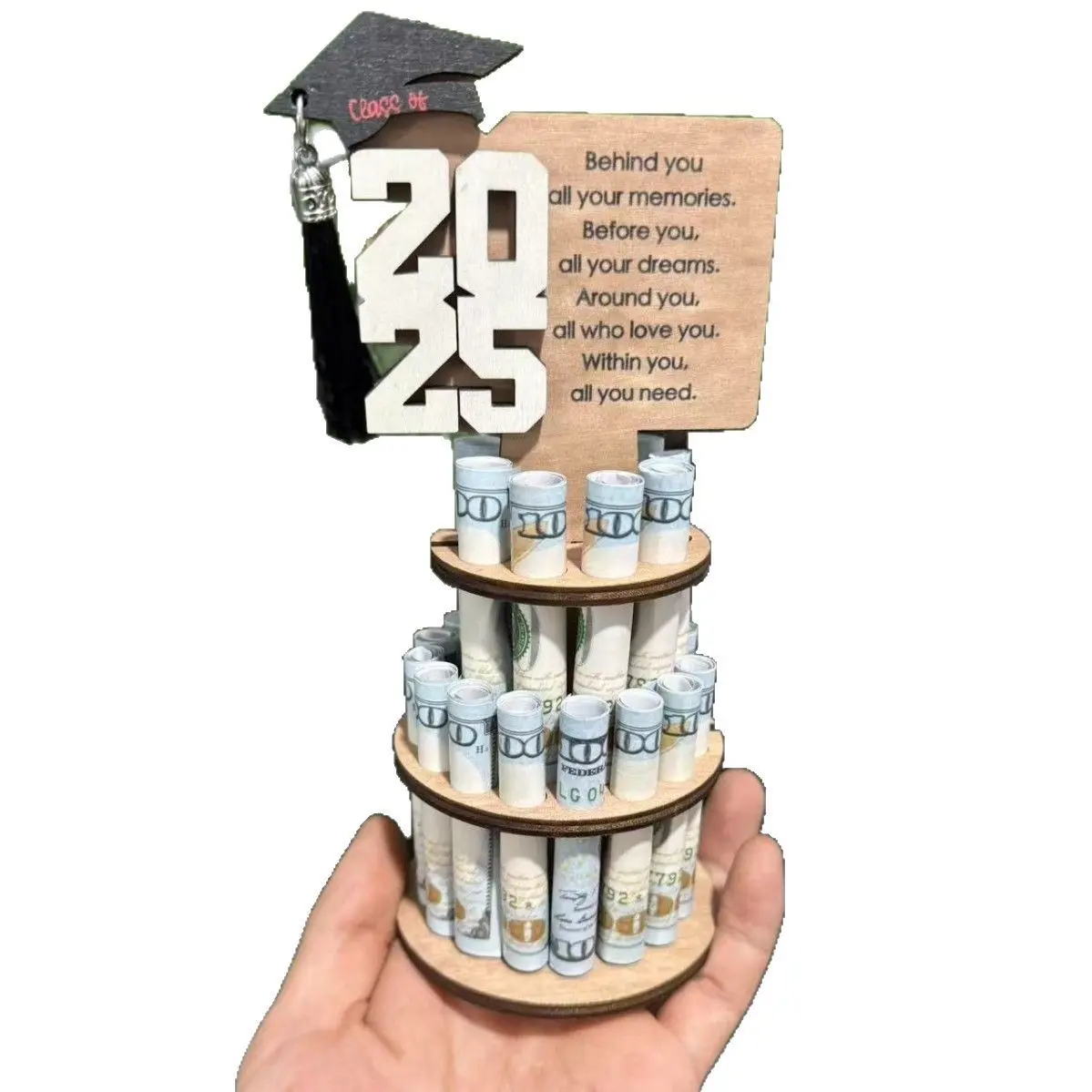 Money Holder Decoration GraduationMoney Rack Class of 2025 Graduation MoneyHolder Tower Double Lavers Cash Storage Rackfor Graduates Desktop for Grad for Class Gift new