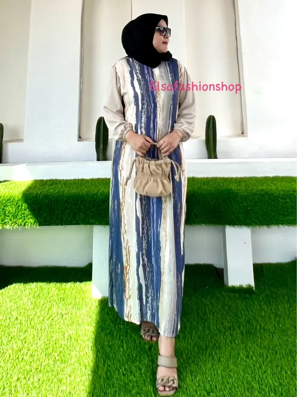 Dress Gamis lebaran terbaru kekinian 2025 kombinasi rayon crinkle Graceva 8