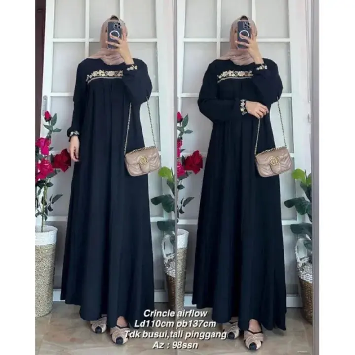 Gamis AZKIYA MAXY DRESS BORDIR crinkle airflow premium 8