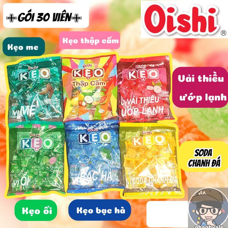 Gói 30 viên Kẹo Oishi gói 85g vị Ổi Bạc Hà Me Soda Chanh Đá Thập cẩm Vải thiều ướp lạnh Chua Snack Candy Ăn Vặt Food