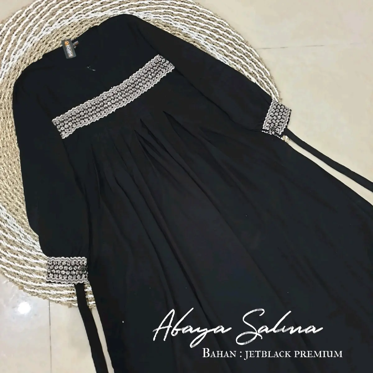 Gamis Jetblack Salma S-XXL / Gamis Jetblack Hitam Lengan  Renda/ Abaya Gamis Hitam / Abaya Gamis Remaja / Gamis Salma Wolfis Premium Dress Lembut Lembut Muslim Balon Wanita Turkey